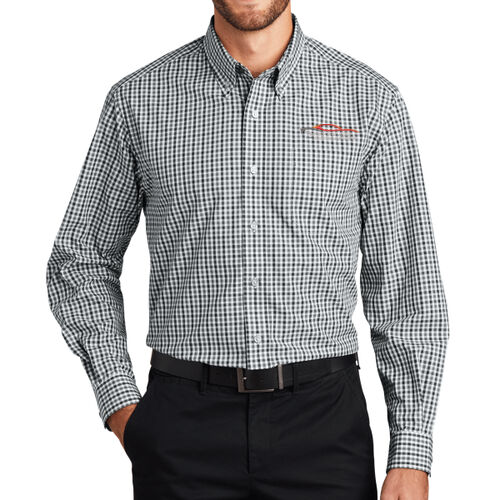 TCC Embroidered  - Long Sleeve Gingham Easy Care Shirt Thumbnail