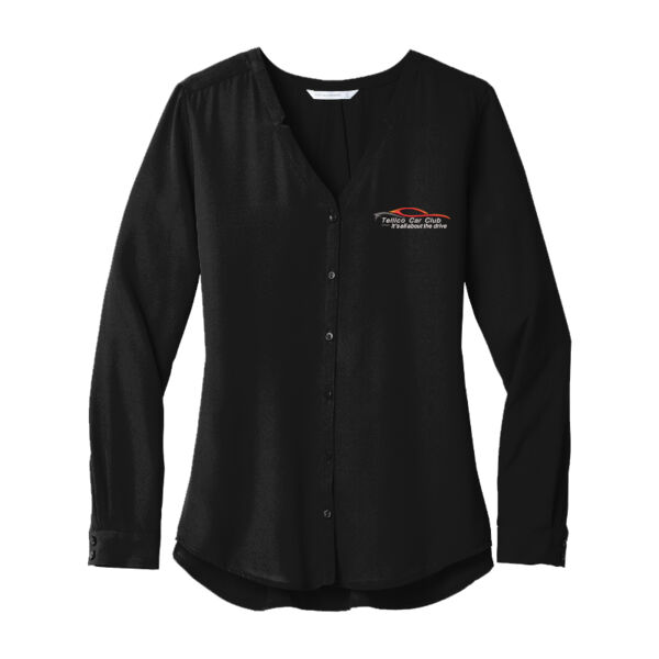 TCC Embroidered  - Ladies Long Sleeve Button Front Blouse Thumbnail