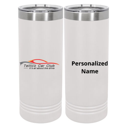 TCC Personalized - 20 oz Stainless White Skinny Tumbler with Stainless Straw and Lid Thumbnail