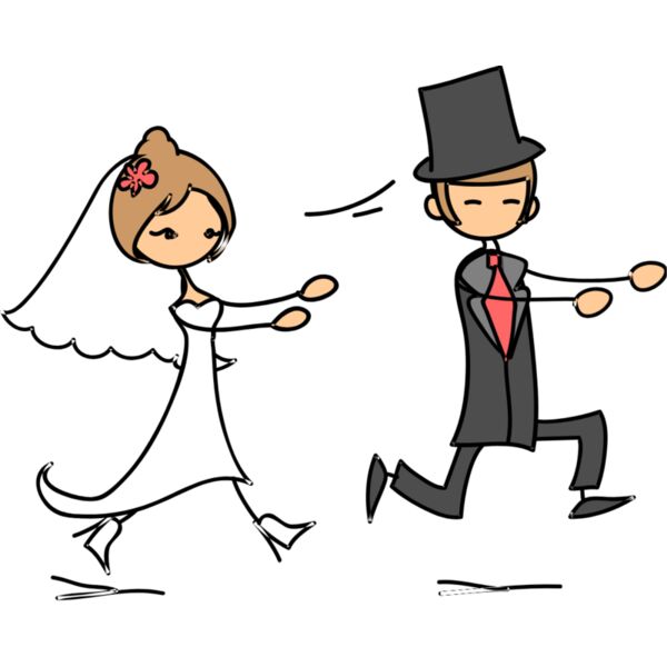 Cartoon Wedding Groom Bride 2 Thumbnail