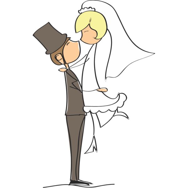Cartoon Wedding Groom Bride Hug 1 Thumbnail